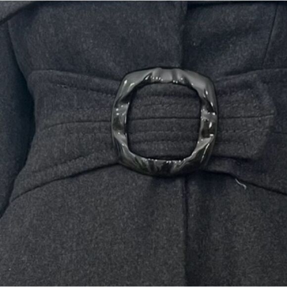 Jessica Simpson Fit and Flare Charcoal Gray Wide Lapel‎ Coat - XS - Picture 4 of 9